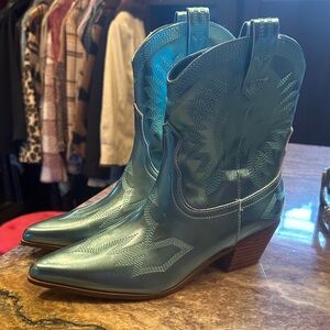 Elegant Teal Heeled Boots